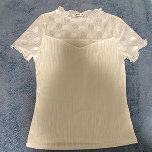 NWOT white polka dot top